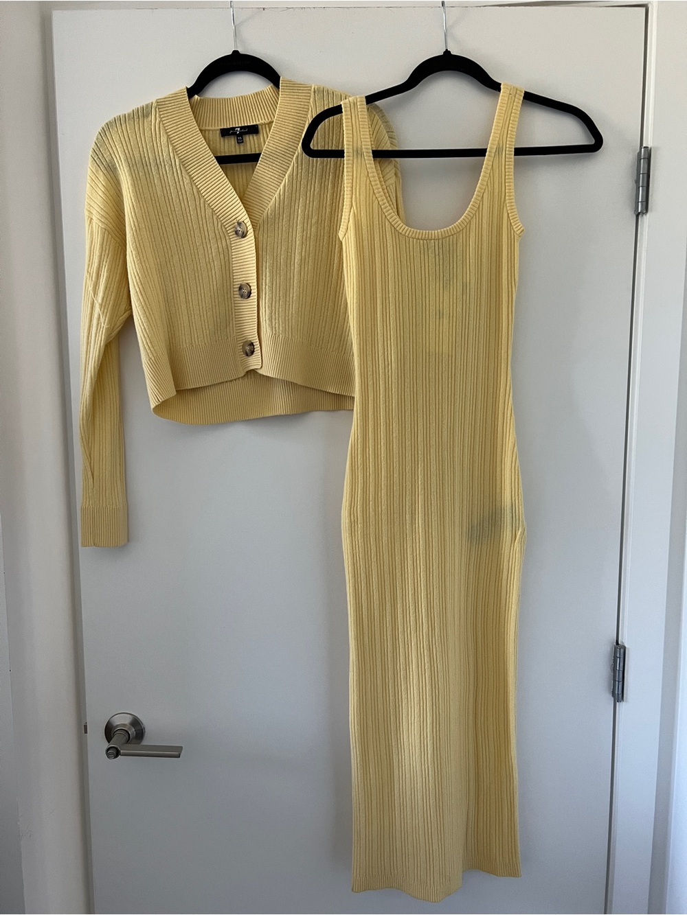 NWT 7 for all mankind yellow maxi dress & cardigan set Sz XS